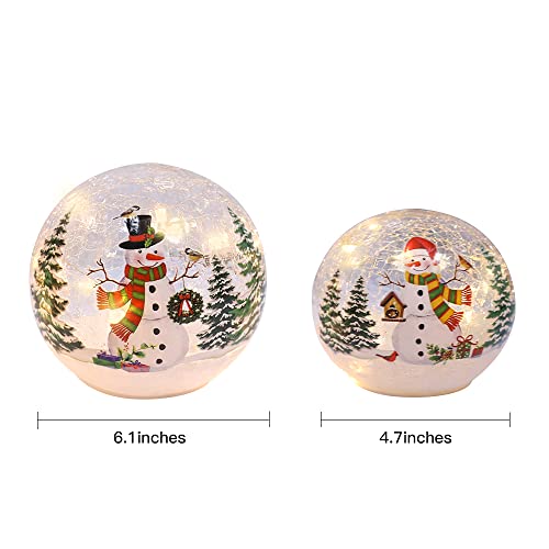 3-Piece LED Lighted Snowman Glass Globes with Timer - Christmas Decor
