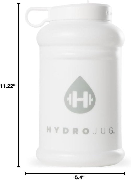HydroJug Half Gallon Water Bottle - Refillable & Leakproof 73oz Jug with Carry Handle - BPA Free, White