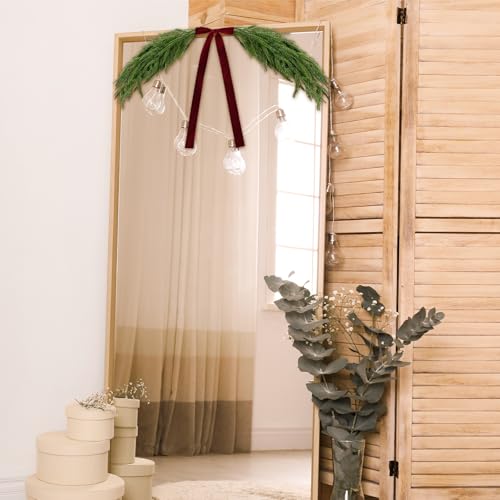 31.5-inch Artificial Norfolk Pine Christmas Swag with Velvet Bow