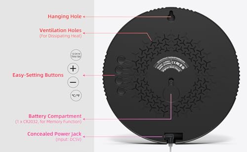8-Inch Digital LED Wall Clock with Temperature, Date & Auto-Brightness