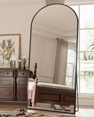 Arched Full Length Floor Mirror 71"x28" Black Metal Frame Wall Mount