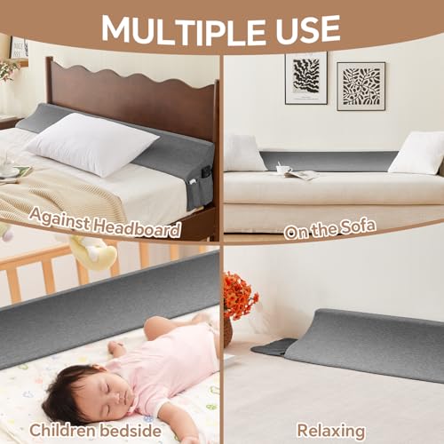 Queen Size Bed Wedge Pillow for Mattress Gap Filling - Grey