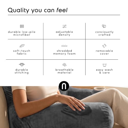Adjustable Reading Pillow with Arms - 18" Shredded Foam Backrest