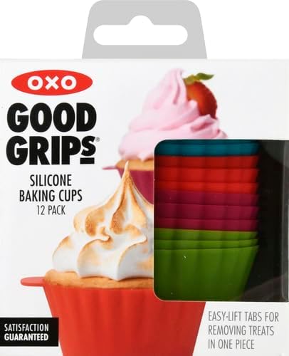 OXO Good Grips Silicone Baking Cups - Reusable, BPA-Free, Non-Stick | 12 Pack for Cupcakes & Muffins