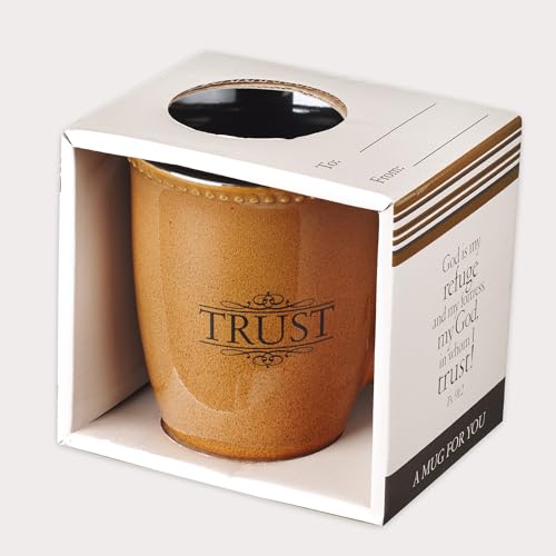 Christian Art Gifts Saddle Tan 13 oz Stoneware Coffee Mug - Trust Scripture
