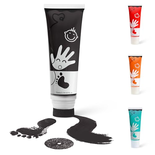 Washable Baby Hand & Footprint Paint with Sponge Applicator, 2.54 oz - Black