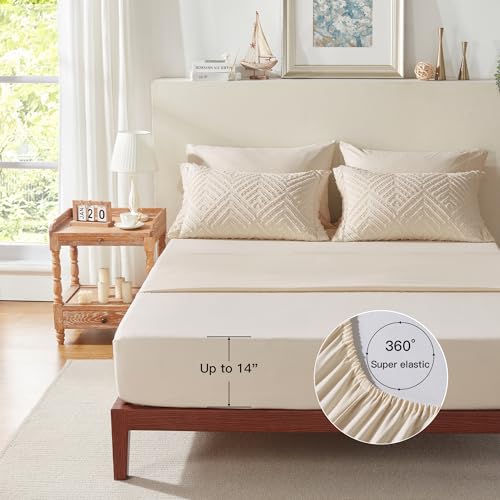 Boho Tufted Queen Comforter Set - 7-Piece Beige All-Season Bed in a Bag