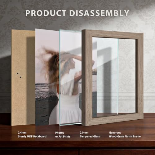 KissNow Walnut 11x14 Inch Picture Frame 5 Pack for Wall Display