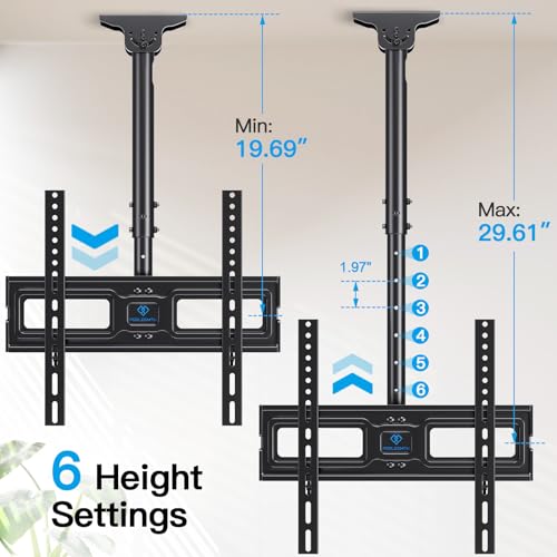 Adjustable Ceiling TV Mount for 26-65 Inch Flat Screen Displays, 110lbs Capacity
