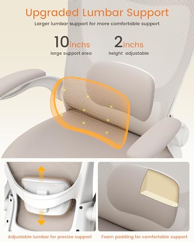 Ergonomic Mesh Office Chair with Adjustable Lumbar Support and Flip-Up Arms