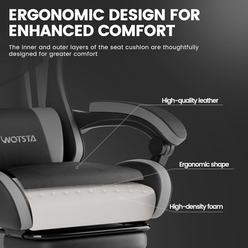 Ergonomic Gaming & Office Chair with Footrest, Recliner & Lumbar Support