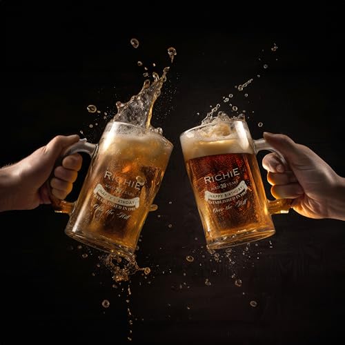 Personalized 16 oz Beer Mug - Custom Engraved Glass for Men