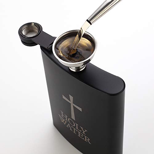 JXS 8oz Black Stainless Steel Hip Flask Leakproof Liquor Bottle with Funnel - Gift Pack