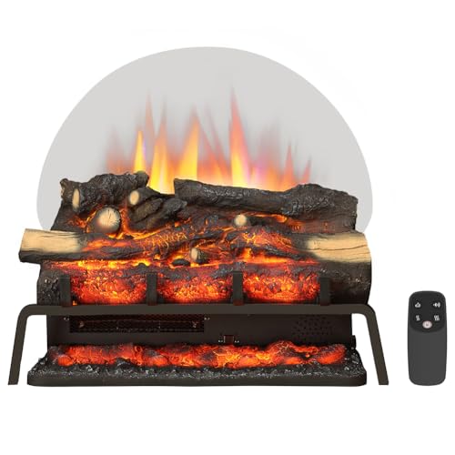 23-Inch Freestanding Electric Fireplace Log Set with Heater and Remote