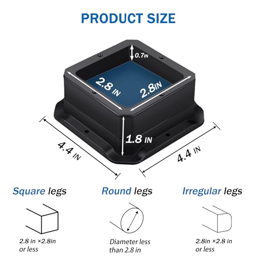 Heavy-Duty 1-Inch Furniture & Bed Risers with Non-Slip Rubber Pads, 4-Pack
