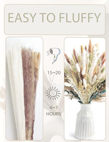 126pcs Dried Pampas Grass Bouquet - Fluffy Boho Floral Decor for Home