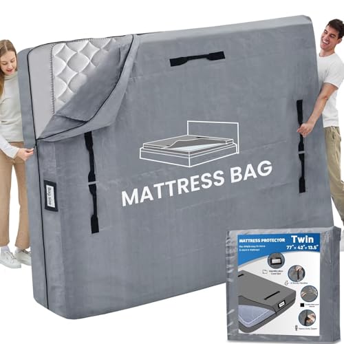 BETU Heavy-Duty Twin Mattress Bag for Moving & Storage - Reusable Waterproof Cover