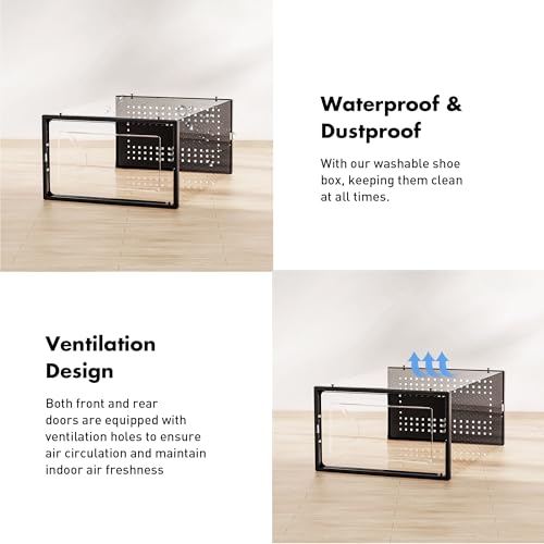 15 Pack Clear Stackable Shoe Storage Boxes - Interlocking Plastic Organizers