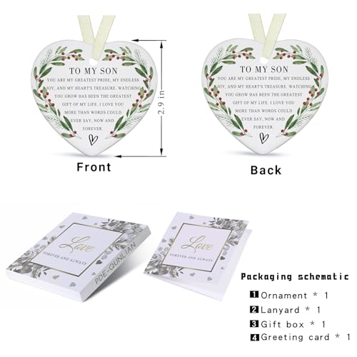 My Dear Son Christmas Ornament 2026 – 3.9" Ceramic Keepsake with Double-Sided Design (Heart-Son) PDE-QUNLIAN