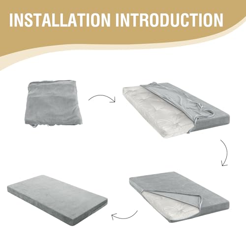 Full Size Futon Mattress Cover - Soft Chenille Slipcover with Zipper