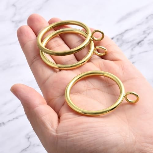24-Piece Metal Curtain Rings with Eyelets, 1.5-Inch Inner Diameter, Gold