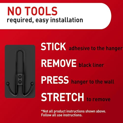 X-Large Triple Wall Hooks, Heavy Duty Damage-Free Adhesive Hanging, 2 Pack