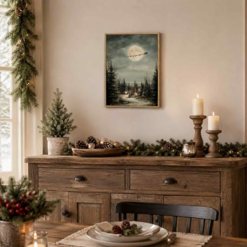 Christmas Wall Art, Santa Claus Canvas Rustic Holiday Home Decor