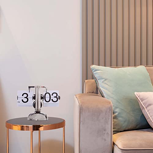 Retro Mechanical Flip Desk Clock - Stainless Steel Digital Gear Clock