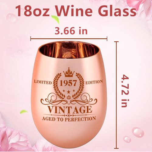 18oz 69th Birthday Wine Glass - Rose Gold Plated Gift for Women