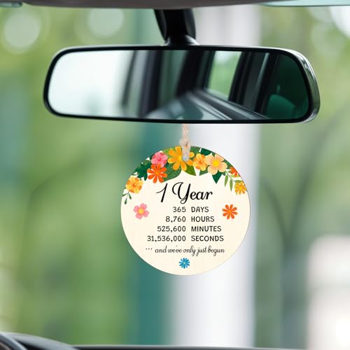 First Anniversary Wooden Ornament – 8cm x 8cm Hanging Christmas Couple Gift