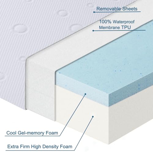 Dual-Sided Gel Memory Foam Travel Crib Mattress - 42" x 24" x 2"
