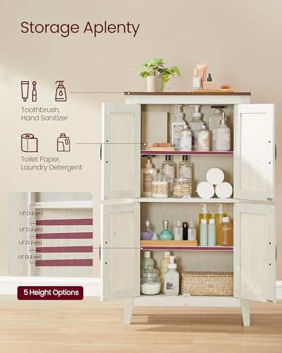 Rustic Farmhouse Storage Cabinet with Barn Doors and Adjustable Shelf