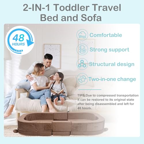 2-in-1 Foldable Toddler Play Mat and Kids Floor Sofa - Portable Bear Design
