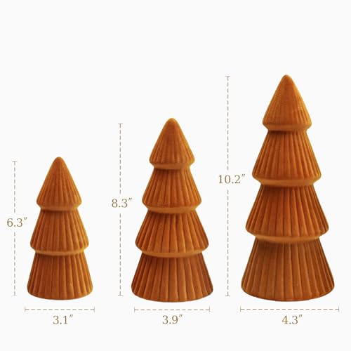 MOREDOTS Velvet Christmas Trees Set of 3 Indoor Holiday Decor - Modern Cone Design