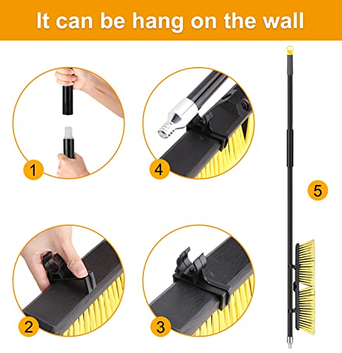 KeFanta 18 Inches Push Broom Outdoor- Heavy Duty with 63" Long Handle