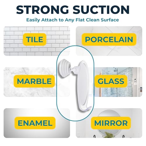 HONEYBULL Fogless Shower Mirror for Shaving with Suction Mount, White