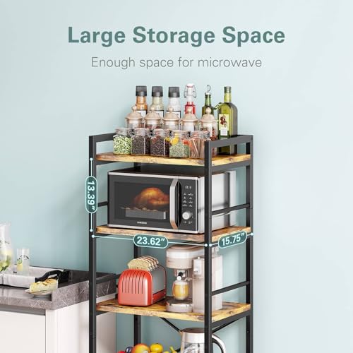 5-Tier Industrial Bakers Rack with Storage for Kitchen and Coffee Bar