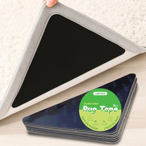 8 PCS Non-Slip Rug Grippers, Triangle Double-Sided Carpet Tape for Floors
