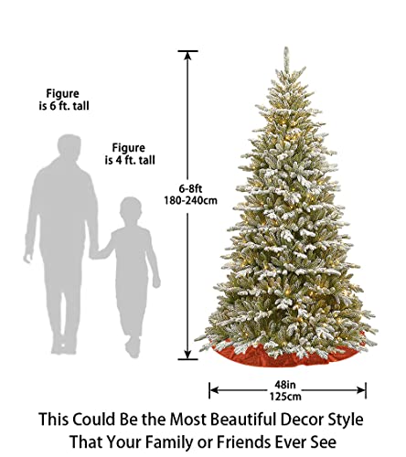 ShinyBeauty 48-Inch Orange Embroidered Sequin Christmas Tree Skirt (Sequin Fabric, One-Piece, Hook & Loop) - for 6-8 ft Trees