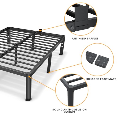 20-Inch Queen Size Metal Platform Bed Frame, Heavy Duty Noise-Free Steel