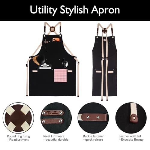 Heavy Duty Cotton Canvas Work Apron with Pockets - Adjustable for All Sizes