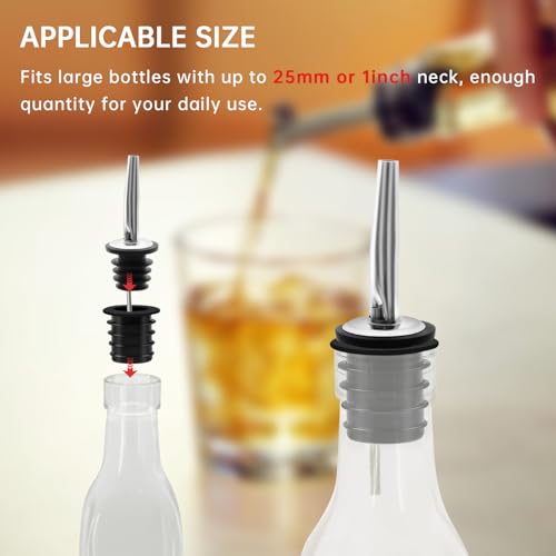 REUJIHXY 2Pcs Liquor Pourer Adapters 25mm/1inch for Large Bottles – Speed Pour Spouts for Alcohol, Wine, Olive Oil (Variation 2)