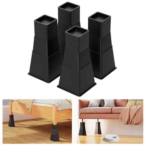 Heavy Duty Adjustable Bed Risers - Elevate Furniture by 12 Inches