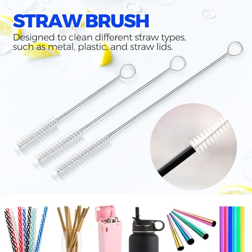 6-Piece Kitchen Dish Brush Set with Bottle, Pan & Straw Brushes (Gray)