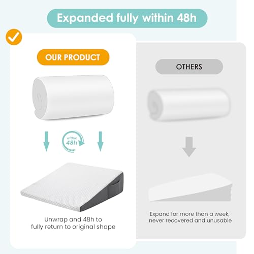 7.5-Inch Bed Wedge Pillow for Sleeping & Pain Relief - Cooling Memory Foam