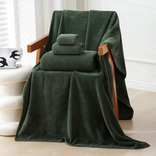 6-Piece Oversized Bath Sheet Set, Extra Large Microfiber Towels, Olive Green