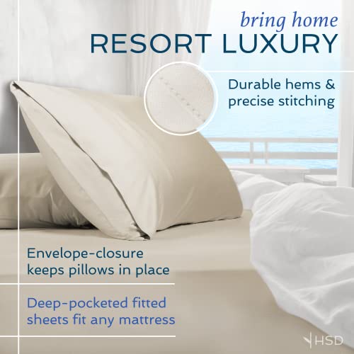 Hotel Sheets Direct 100% Bamboo Viscose Queen Bed Sheet Set - 4 Piece, White