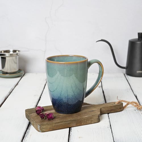 Bosmarlin Pale Green Ceramic Tea Mug with Infuser & Lid, 13.5 Oz, Dishwasher & Microwave Safe