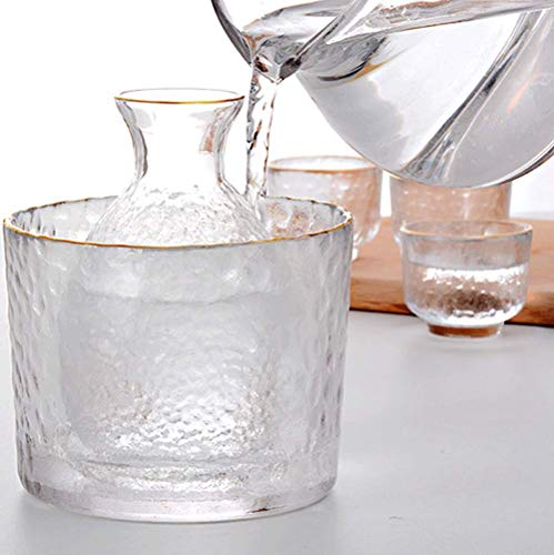 BOLLAER Japanese Sake Pot Set with Glass Cups & Carafe – Hot & Cold Sake Gift
