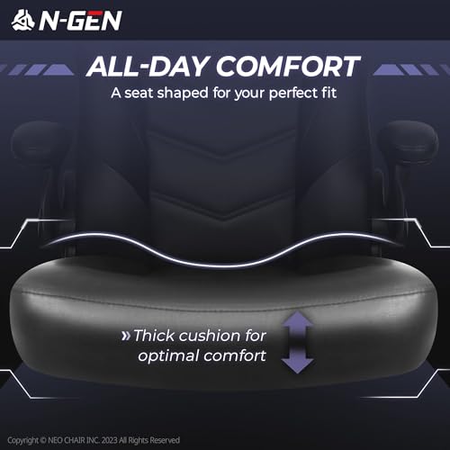 Ergonomic Gaming Chair with Flip-Up Arms and Lumbar Support - Jet Black